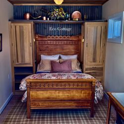 Thyme in the Country Cottages - Eco Cottage with its organic double sized mattress, natural fiber bedding and down quilts and comforters