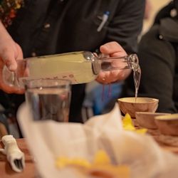 Quiadaiyn Restaurant - Bottle of house Mezcal