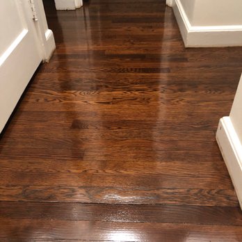 Phil's Floor Service - Hall floors with stain Spice Brown - Flooring Near Me