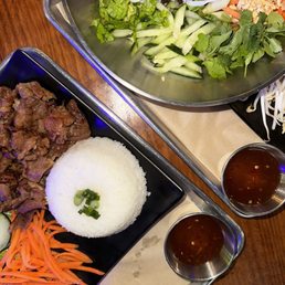Vermicelli noodles with pork, rice and beef Vermicelli noodles with pork, rice and beef