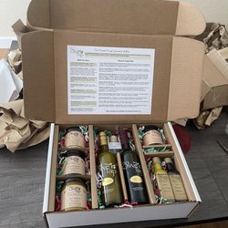 The Olive Tap - The Foodie Frenzy Gourmet Gift Box in holiday wrapping