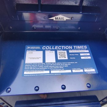 US Post Office - Collection times for the drop box on the sidewalk - Post Offices Near Me - Los Angeles, California