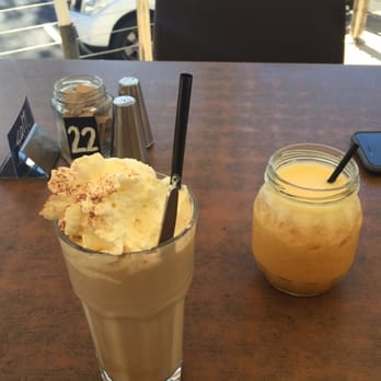 Salt Cafe - Iced coffee and a fresh orange and pineapple juice - Cafes Near Me - Urangan, QLD