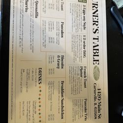 Turners Table - Menu