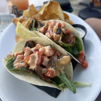 Down Under Restaurant - Down Under Tacos, one shrimp and one fish (good sauce, lots of flavor, good amount of fish/shrimp) - Seafood Near Me - Fernandina Beach, Florida