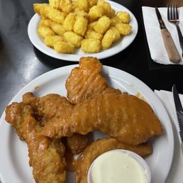 Buffalo chicken tenders and tater tots Buffalo chicken tenders and tater tots