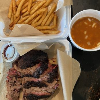 Biggin's Texas BBQ - Brisket, French fries, baked beans. - Barbeque Near Me - Los Banos, California