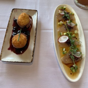 Chef Adrianne's Vineyard Restaurant and Bar - Crispy Panko Crusted French Goat Cheese and Wahoo Sashimi - Steakhouses Near Me - Miami, Florida Chef Adrianne's Vineyard Restaurant and Bar - Crispy Panko Crusted French Goat Cheese and Wahoo Sashimi - Steakhouses Near Me - Miami, Florida