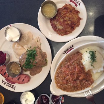 Veselka - dulex meat plate + veal + potato pancake - Ukrainian Near Me - New York, New York Veselka - dulex meat plate + veal + potato pancake - Ukrainian Near Me - New York, New York