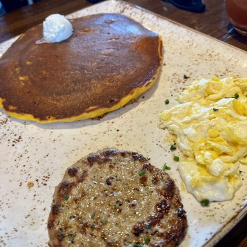 First Watch - Sweet potato pancake, chicken sausage and scrambled eggs - Breakfast & Brunch Near Me - Clarksville, Indiana