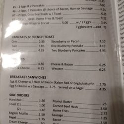 Cousins Cafe - Breakfast menu