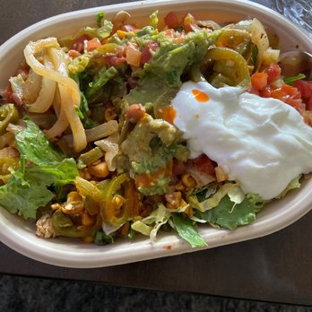 Moe's Southwest Grill - Salad with white chicken meat and vegetables - Mexican Near Me - Hamden, Connecticut Moe's Southwest Grill - Salad with white chicken meat and vegetables - Mexican Near Me - Hamden, Connecticut