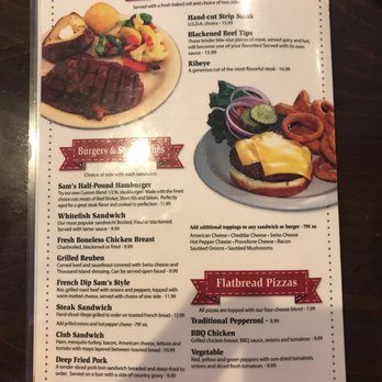 Sam's Food & Spirits - Back side of the menu! - American Near Me - Floyds Knobs, Indiana