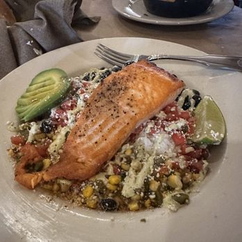 The Common Man - Salmon topped rice and bean bowl - American Near Me - Concord, New Hampshire