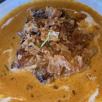 Lamaii - Crispy duck panang curry ($28) / Fattier than I'm used to but the crispy skin on top is *chef's kiss*. Rice nor carbs are not included. - Thai Near Me - Las Vegas, Nevada Lamaii - Crispy duck panang curry ($28) / Fattier than I'm used to but the crispy skin on top is *chef's kiss*. Rice nor carbs are not included. - Thai Near Me - Las Vegas, Nevada