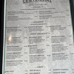 Centennial Bar and Grill - Menu