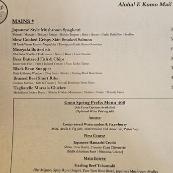 Goen Dining + Bar - New prefixe dinner - Pan Asian Near Me - Kailua, Hawaii