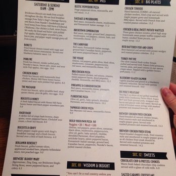 Bricktown Brewery - Back side of the menu - American Near Me - Tulsa, Oklahoma