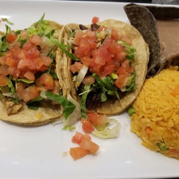 Taco Maya - Chicken and steak tacos served with refried beans and rice. - Desserts Near Me - Chicago, Illinois Taco Maya - Chicken and steak tacos served with refried beans and rice. - Desserts Near Me - Chicago, Illinois