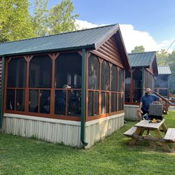Stonebridge RV Resort - Back of Cottage on the river