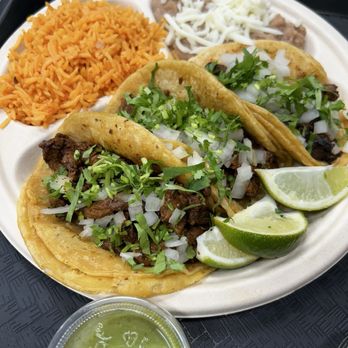 Dos Hermanos Express - Asada (steak) taco combo plate - Mexican Near Me - Ann Arbor, Michigan