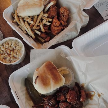 Mary Sue's - Tender Bites (Nashville Dry) and the Chicken Pickle Stick (sweet & spicy). - Chicken Shop Near Me - Arlington, Texas Mary Sue's - Tender Bites (Nashville Dry) and the Chicken Pickle Stick (sweet & spicy). - Chicken Shop Near Me - Arlington, Texas