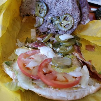 Whataburger - Cold meat, unmelted cheese, cold falling apart bread.... it's less than 10 mins old!! - Burgers Near Me - Clute, Texas