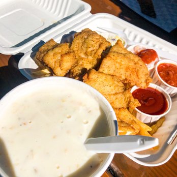Bandon Bait - Clam chowder + fish & chips. Get a shrimp cocktail too! - Fish & Chips Near Me - Bandon, Oregon