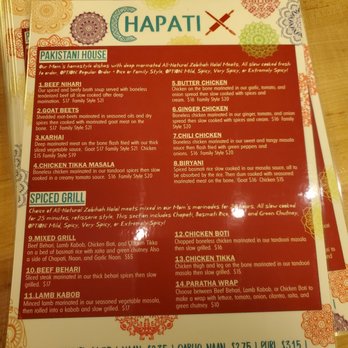 Chapati - Menu front - Indian Near Me - Indianapolis, Indiana