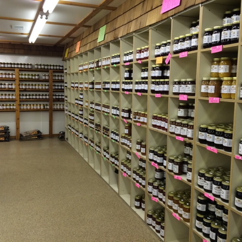 The huge wall of jelly and preserves and the wall of salsa. The huge wall of jelly and preserves and the wall of salsa.