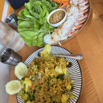 Luck Gai Cafe - Pineapple Fried Rice + diy salad spring roll - Chicken Shop Near Me - Anaheim, California