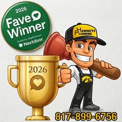 Hawkeye Plumbing - Voted local favorite plumber again in 2026! Call the plumber your neighbors trust & recommend! 817-899-6756