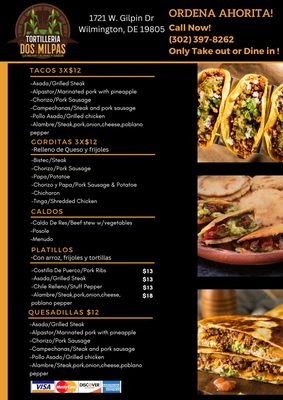 Menu photo 1 Tortilleria Dos Milpas Wilmington, DE