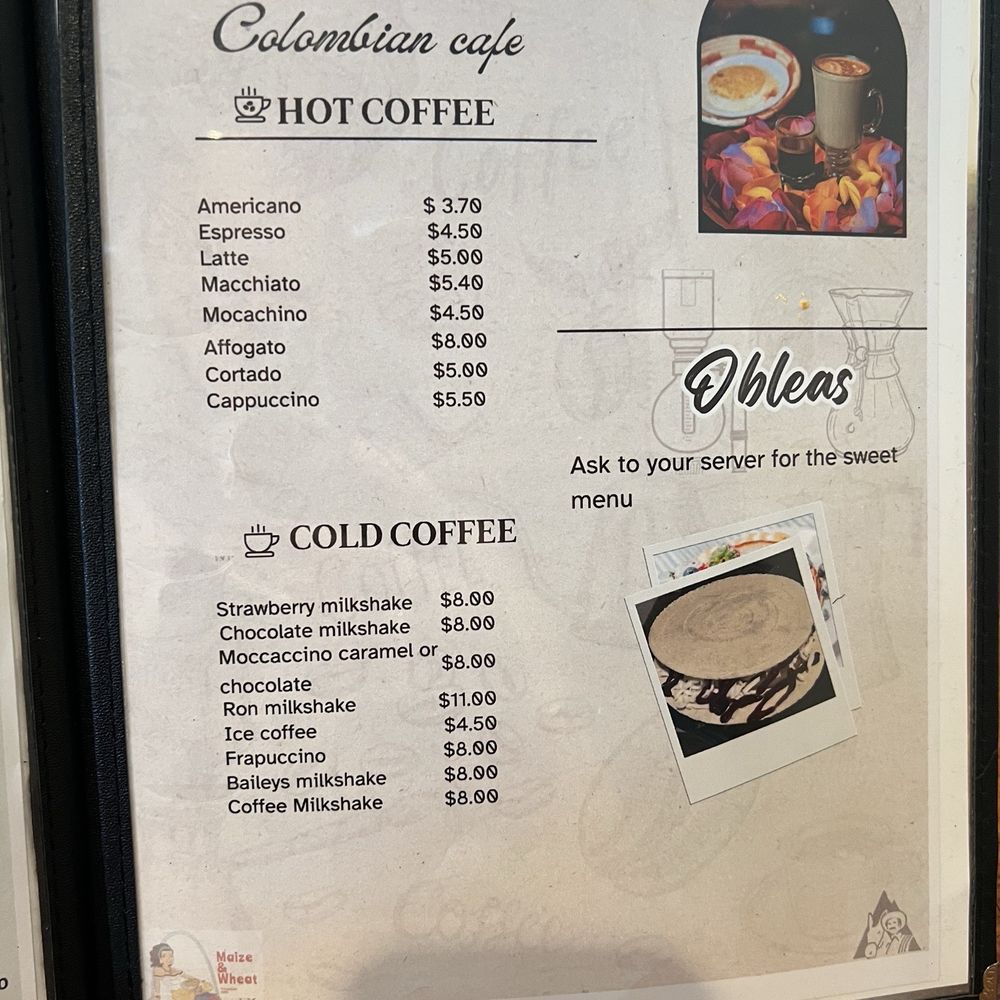 Maize And Wheat Restaurant - Coffee menu - Colombian Near Me - Brentwood, Missouri Maize And Wheat Restaurant - Coffee menu - Colombian Near Me - Brentwood, Missouri