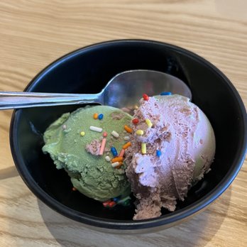 Sumo Sushi - Green tea ice cream scoop and red bean ice cream scoop - Japanese Near Me - Houston, Texas Sumo Sushi - Green tea ice cream scoop and red bean ice cream scoop - Japanese Near Me - Houston, Texas