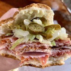 New York Sub-Hub - #20 ALL STOPS ON NYSH 12" with extra meat, bacon and jalapeños added Cross-section
