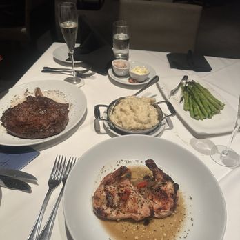 Fleming’s Prime Steakhouse & Wine Bar - Double Breast of Chicken Prime Bone-In Ribeye Roasted Asparagus Mashed Potatoes - Steakhouses Near Me - Edgewater, New Jersey Fleming’s Prime Steakhouse & Wine Bar - Double Breast of Chicken Prime Bone-In Ribeye Roasted Asparagus Mashed Potatoes - Steakhouses Near Me - Edgewater, New Jersey