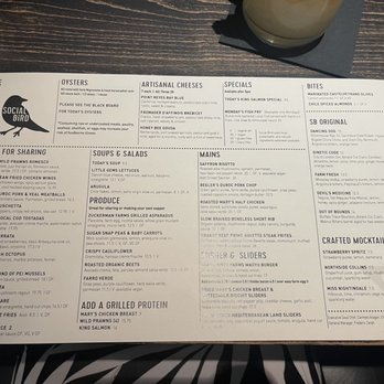 SOCIAL BIRD - Menu April 2023 - Gastropubs Near Me - Lafayette, California