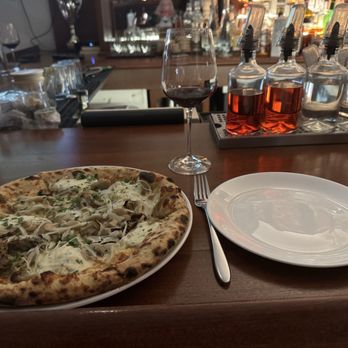 Siena Ristorante Norwalk - Happy Hour at bar: wild mushroom pizza (I added black truffle oil) and Cabernet! - Italian Near Me - Norwalk, Connecticut Siena Ristorante Norwalk - Happy Hour at bar: wild mushroom pizza (I added black truffle oil) and Cabernet! - Italian Near Me - Norwalk, Connecticut