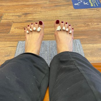 Richmond Nail Salon - Boney feet with my favorite color by  OPI "I got the blues for red" (4/2021) - Nail Salons Near Me - San Francisco, California