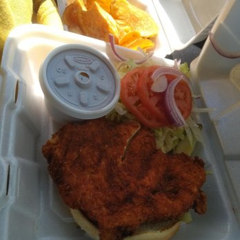 Hunters Pub - Pub chicken sandwich with sauce on the side. - American Near Me - West Lafayette, Indiana