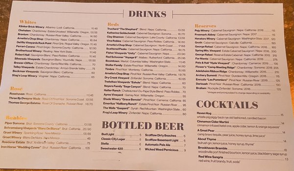 Menu photo 5 Haven Restaurant and Bar Atlanta, GA