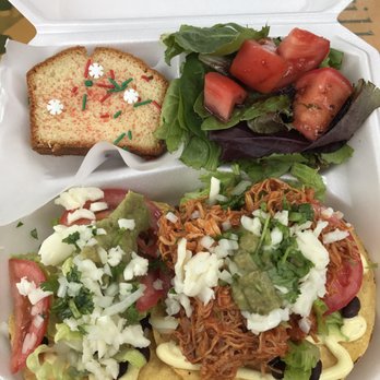 Aloha Tortilla Factory & Cafe - Tostadas special: one chicken chili tostada, one regular bean and cheese tostada, side salad, and vanilla cake for $8.50! It was so good! - Mexican Near Me - Honolulu, Hawaii Aloha Tortilla Factory & Cafe - Tostadas special: one chicken chili tostada, one regular bean and cheese tostada, side salad, and vanilla cake for $8.50! It was so good! - Mexican Near Me - Honolulu, Hawaii
