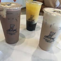 Roasted Olong Milk tea with Cheese Foam, Orange Ya Kult W/ mini pearls, Ice Cream Ovaltine