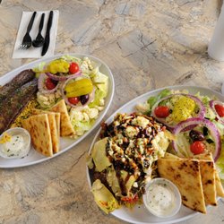 The Krazy Greek - Gyro platter and grilled center cut pork chops with sun-dried tomatoes.