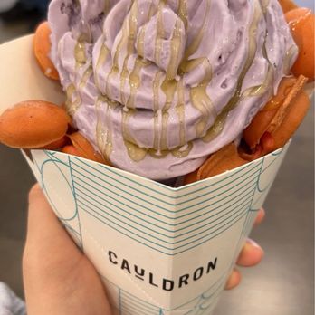 Cauldron Ice Cream - Puffle with Ice Cream (Earl Gray Lavender) - Ice Cream & Frozen Yogurt Near Me - Fremont, California