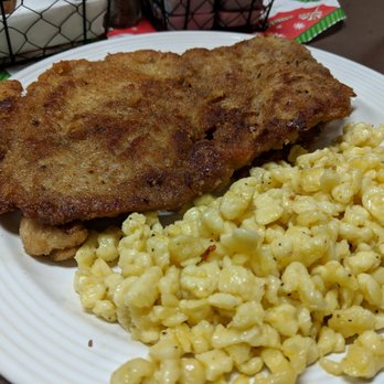 Renate's German Restaurant - Pork schnitzel with spaetzle - Bakeries Near Me - Hanover Park, Illinois Renate's German Restaurant - Pork schnitzel with spaetzle - Bakeries Near Me - Hanover Park, Illinois