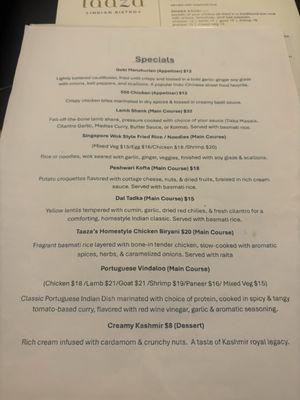 Menu photo 1 Taaza Indian Bistro Clemmons, NC Menu photo 1 Taaza Indian Bistro Clemmons, NC