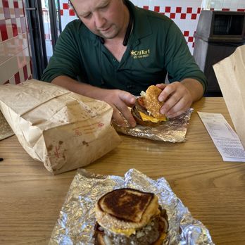 Five Guys - Grilled cheese add a patty, Mayo,  Grilled Onions and Bacon. - Burgers Near Me - Plano, Texas