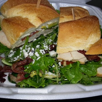 Cafe Zack - Turkey sandwich on a cibatta bun with a spring mix salad. - Seafood Near Me - Ventura, California Cafe Zack - Turkey sandwich on a cibatta bun with a spring mix salad. - Seafood Near Me - Ventura, California
